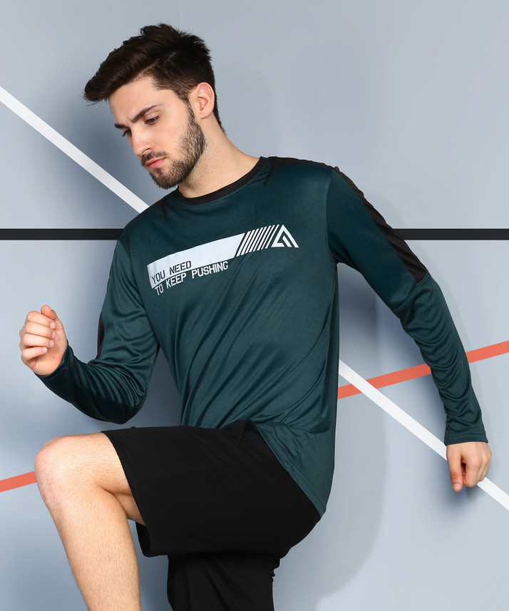 ADRENEX Printed Men Round Neck Dark 