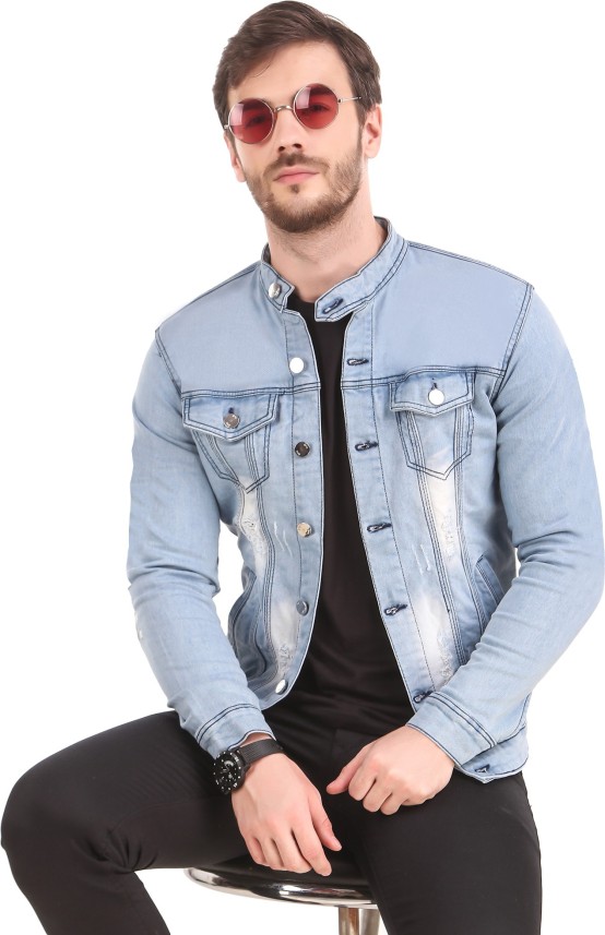 chinese collar denim jacket