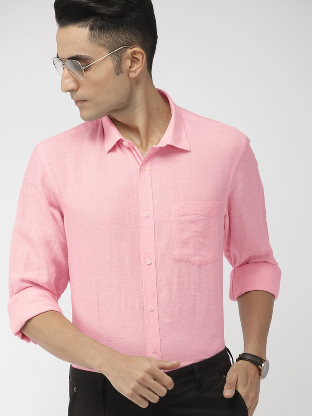 INDIAN TERRAIN Men Solid Casual Pink 