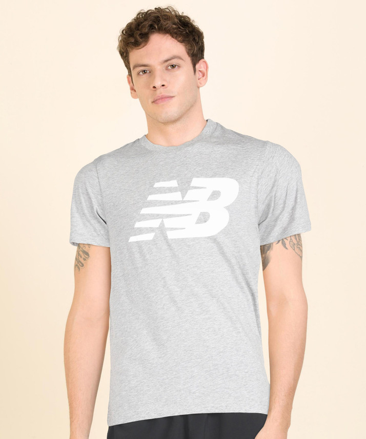 New Balance Printed Men Round Neck Grey 