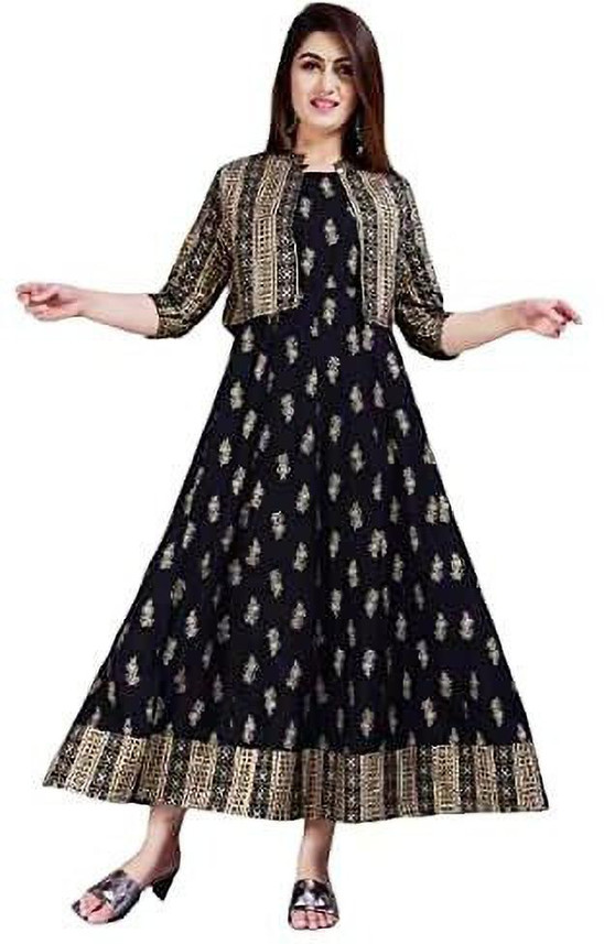 Azel Women Gown Black, Gold Dress - Buy 
