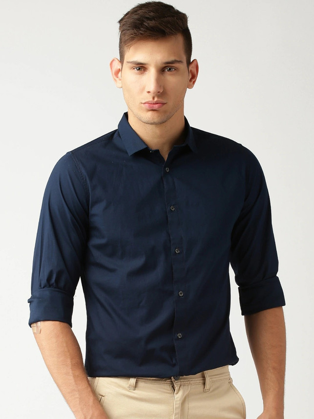 Cavenders Men Solid Casual Dark Blue 