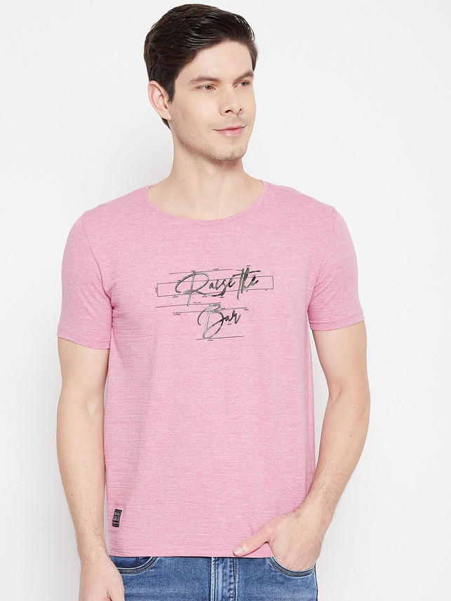 Buy DUKE Printed Men Round Neck Pink T 