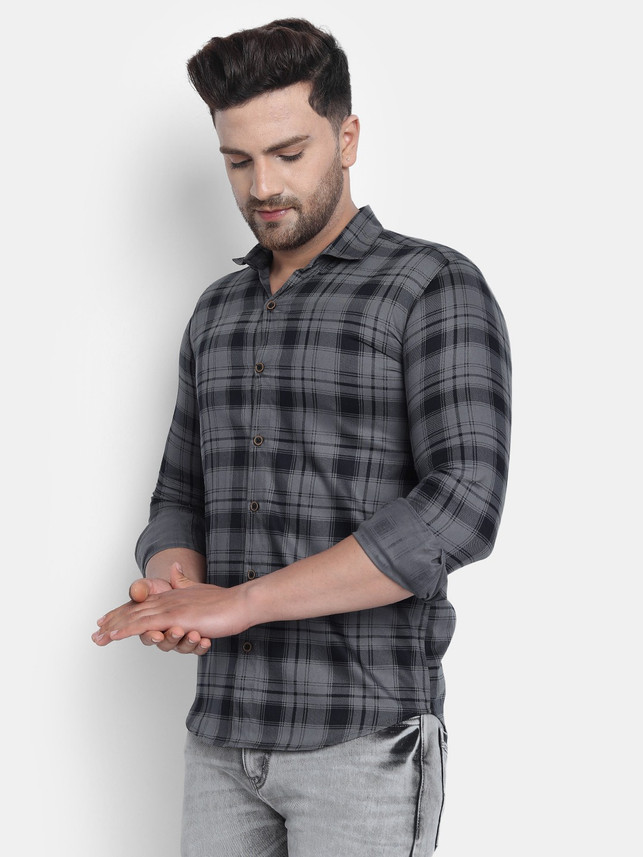 Mode Men Checkered Casual Grey Shirt 