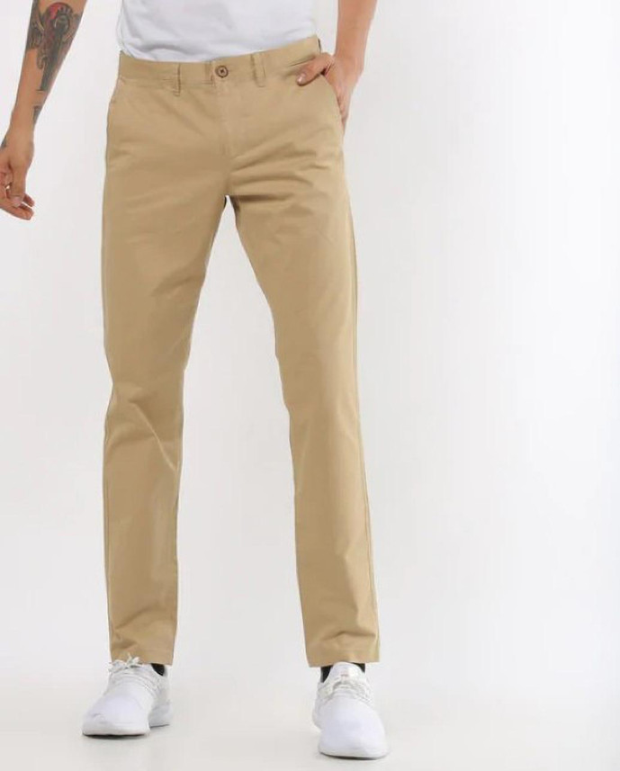 Netplay Tapered Men Khaki Trousers 