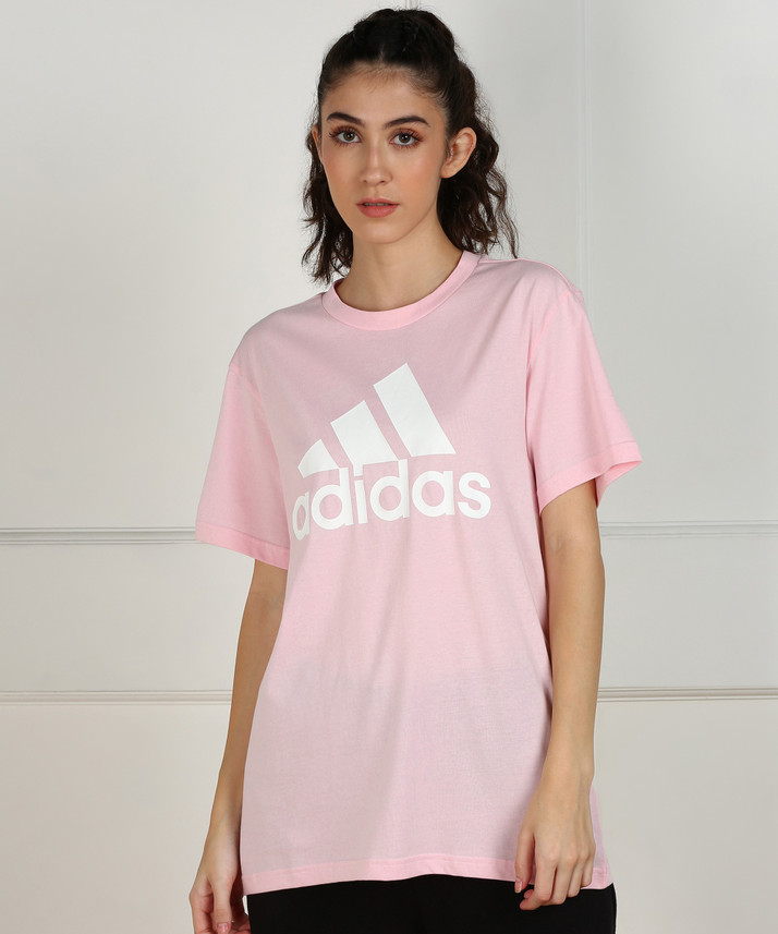 ADIDAS Printed Women Round Neck Pink T 