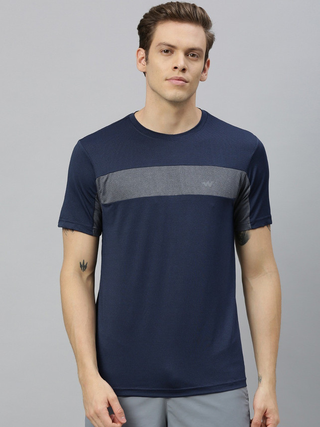 Wildcraft Solid Men Round Neck Blue T 