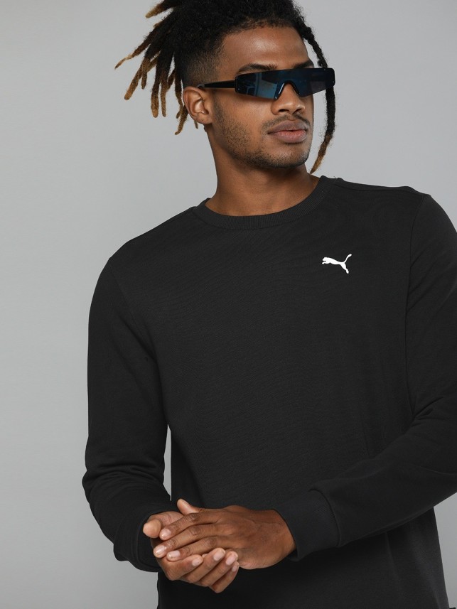 puma men black solid sweatshirt