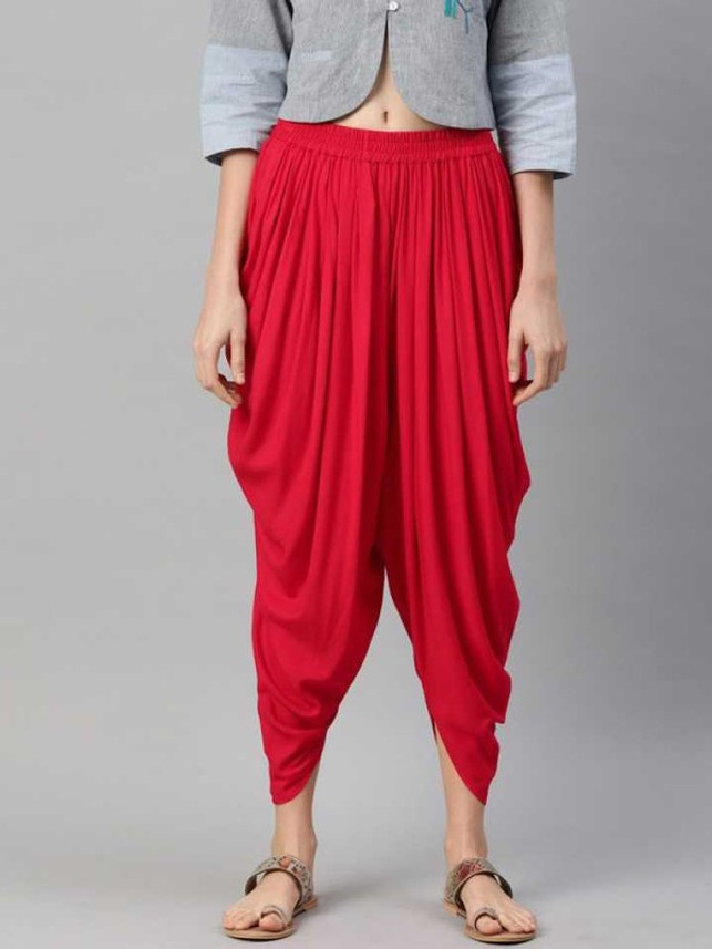 CLEVAA Solid Rayon Women Harem Pants 