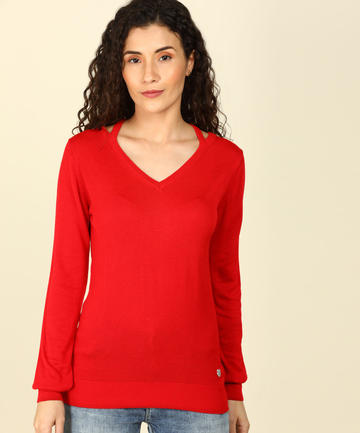 Pepe Jeans Solid V Neck Casual Women 