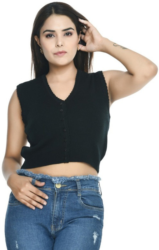 black woolen blouse