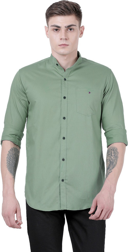 Men Solid Casual Green Shirt 
