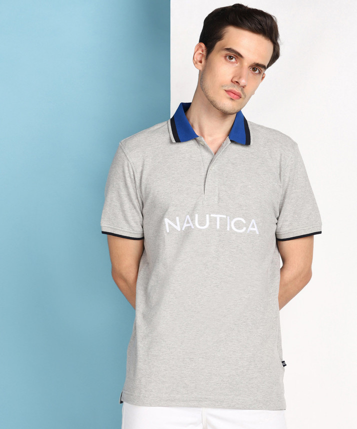 NAUTICA Embroidered Men Polo Neck Grey 