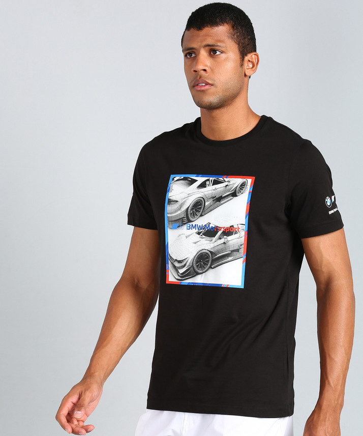 PUMA Graphic Print Men Round Neck Black 