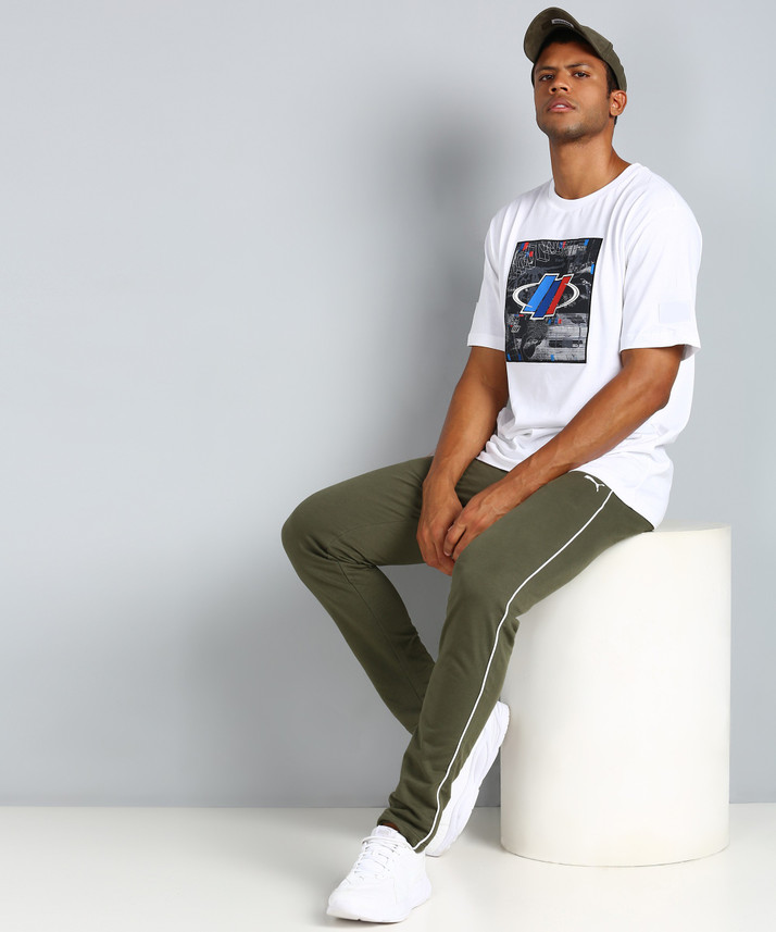 PUMA Slub Sweatpants Solid Men Green 