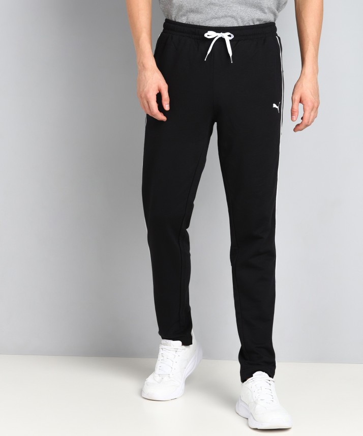 puma solid men's black track pants