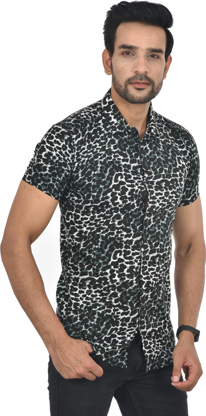 Men Printed Casual Dark Blue Shirt 