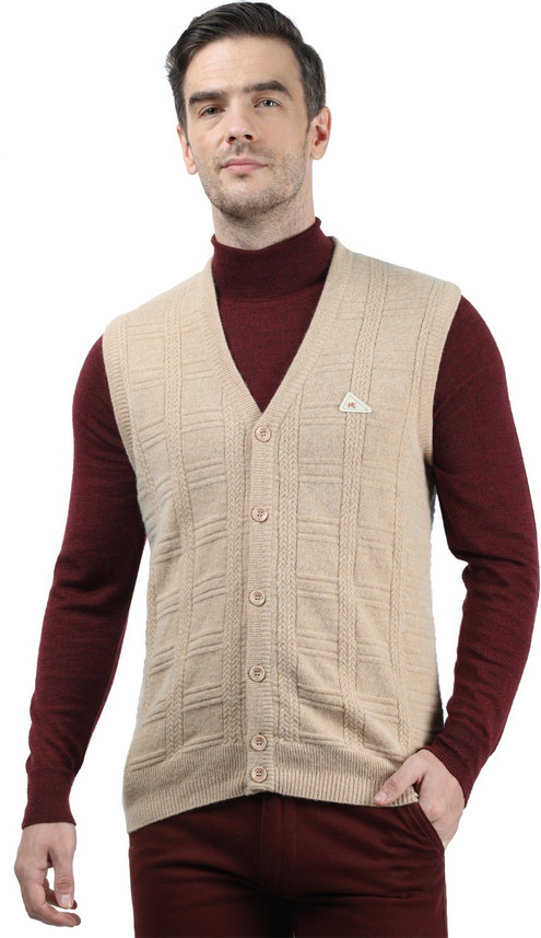 MONTE CARLO Solid V Neck Casual Men 