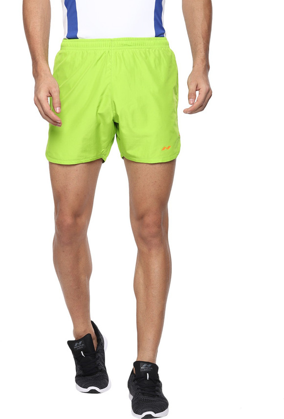 NIVIA Solid Men Green Running Shorts 