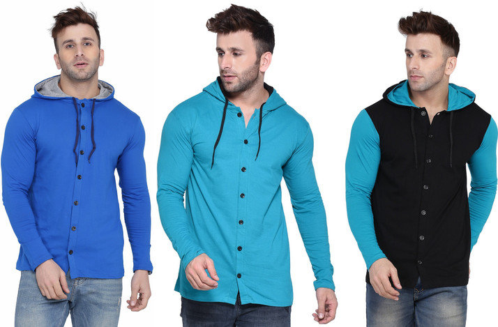 Money Leaf Solid Men Hooded Neck 