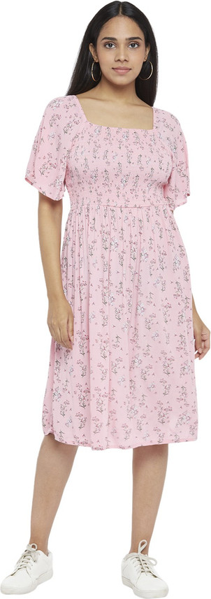Pantaloons Women A-line Pink Dress 