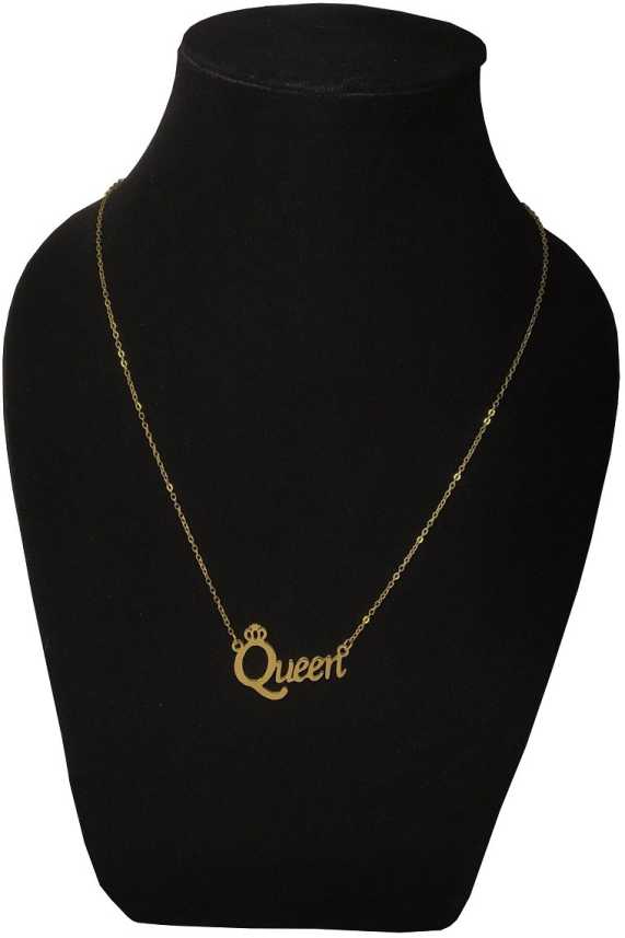 Utkarsh Golden Color Fancy Stylish Trending Valentine S Day Special Metal Stainless Steel Queen Name Letter Locket Pendant Necklace With Chain For Women S And Girl S Gift Jewellery Set Gold Plated Stainless Steel Pendant