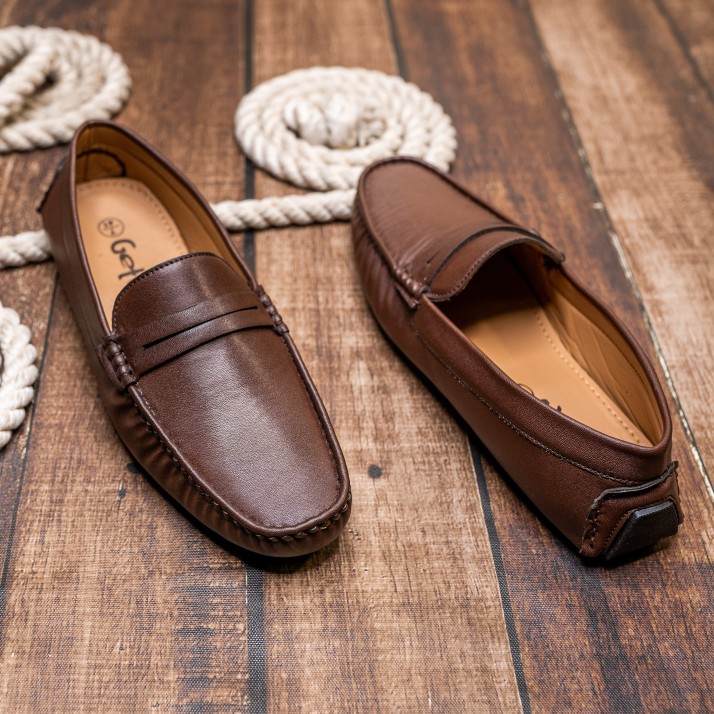 synthetic leather loafers