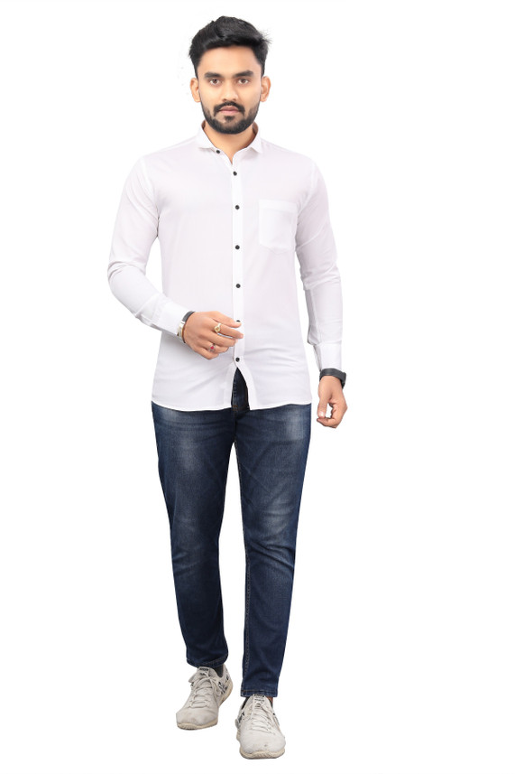 Gaytri Trading Men Solid Casual White 