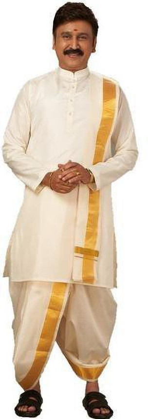 Linen Men Kurta and Dhoti Pant Set 