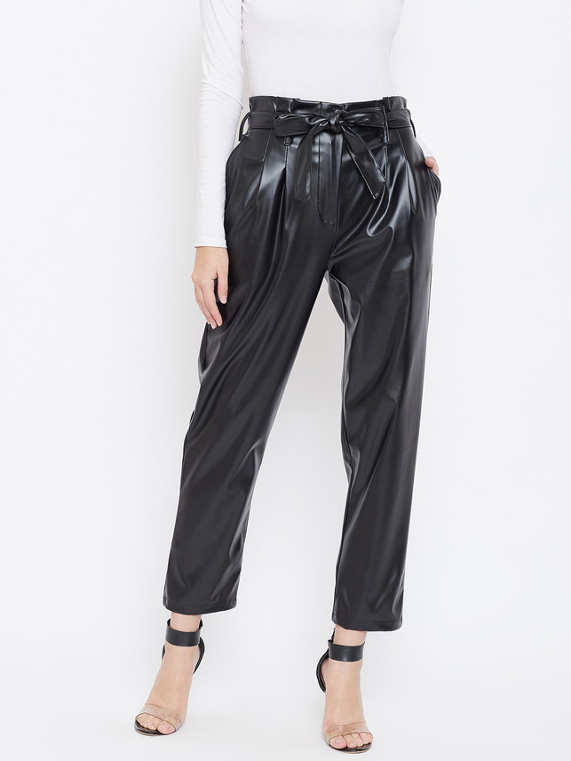 Zastraa Slim Fit Women Black Trousers 