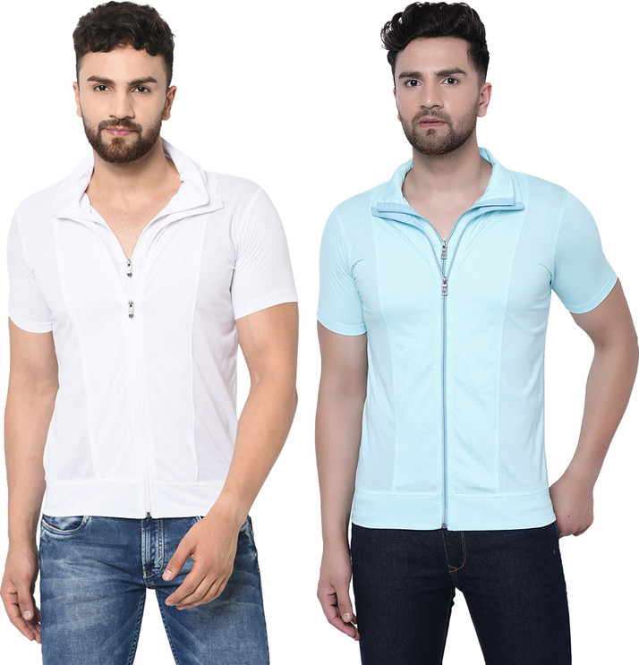 Buy Jangoboy Solid Men Polo Neck White 