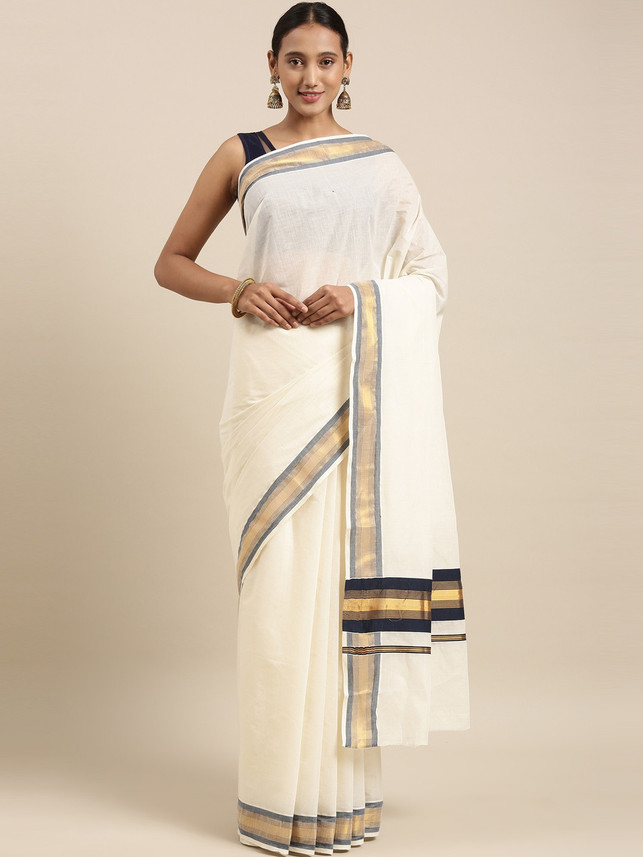 CHENNAI SILKS Solid Kasavu Pure Cotton 