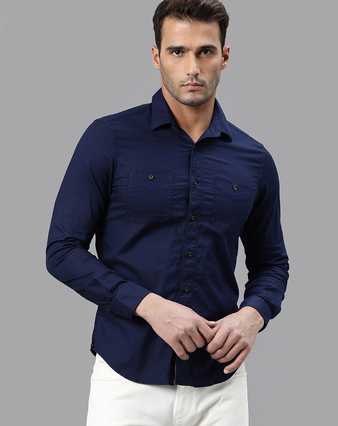 RARE RABBIT Men Solid Casual Dark Blue 
