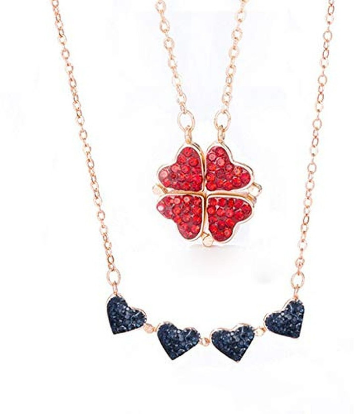 Four Leaf Clover Heart pendant Necklace 