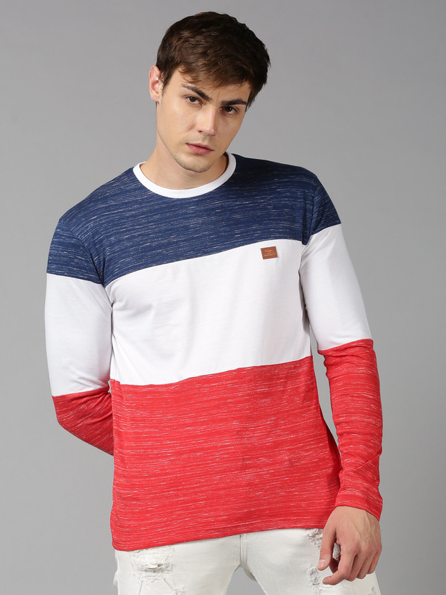 UrGear Color Block Men Round Neck Blue 