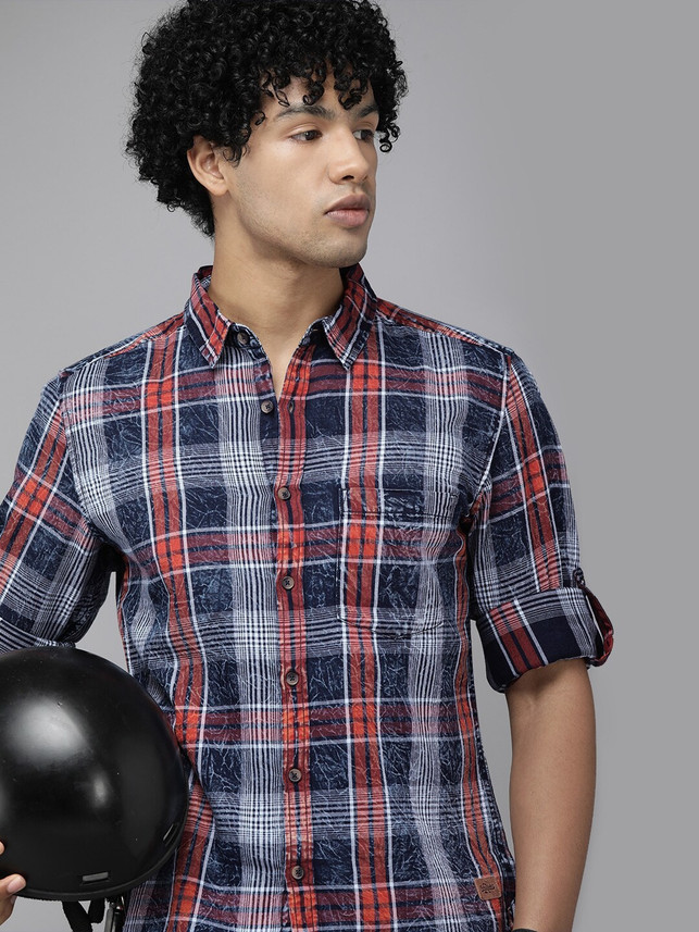 Roadster Men Checkered Casual Blue 