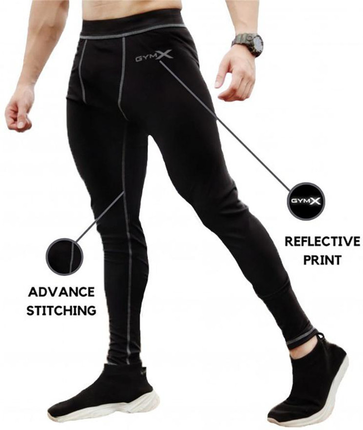 Gymx Solid Men Black Tights - Buy Gymx 