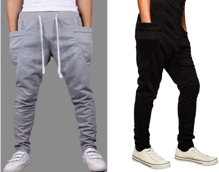 Joggers Park Solid Men Grey Track Pants 