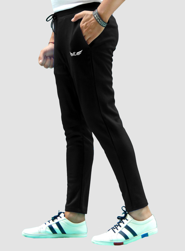 Coral Solid Men Black Track Pants 