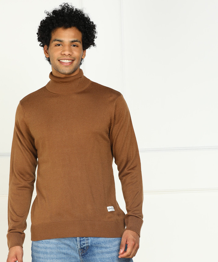 brown turtle neck men