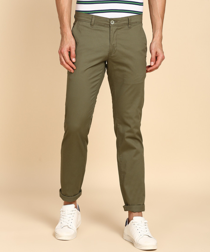 PARX Slim Fit Men Dark Green Trousers 