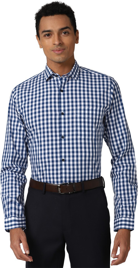 Men Checkered Formal Dark Blue Shirt 