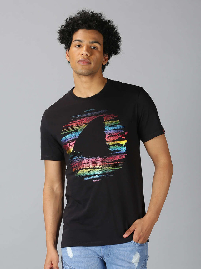 UrGear Printed Men Round Neck Black T 