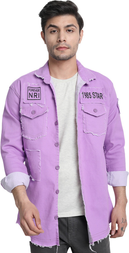 purple denim jacket men