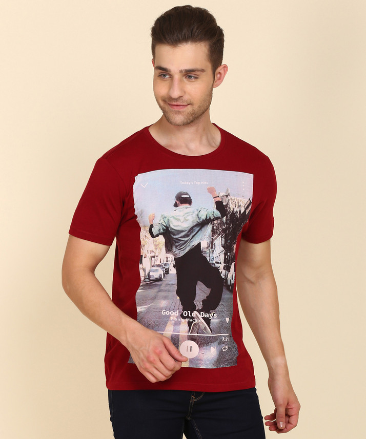 FLYING MACHINE Printed Men Round Neck 