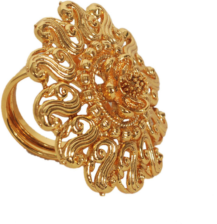 Indian Gold Plated Party Traditional Golden Adjustable Finger Ring Set 