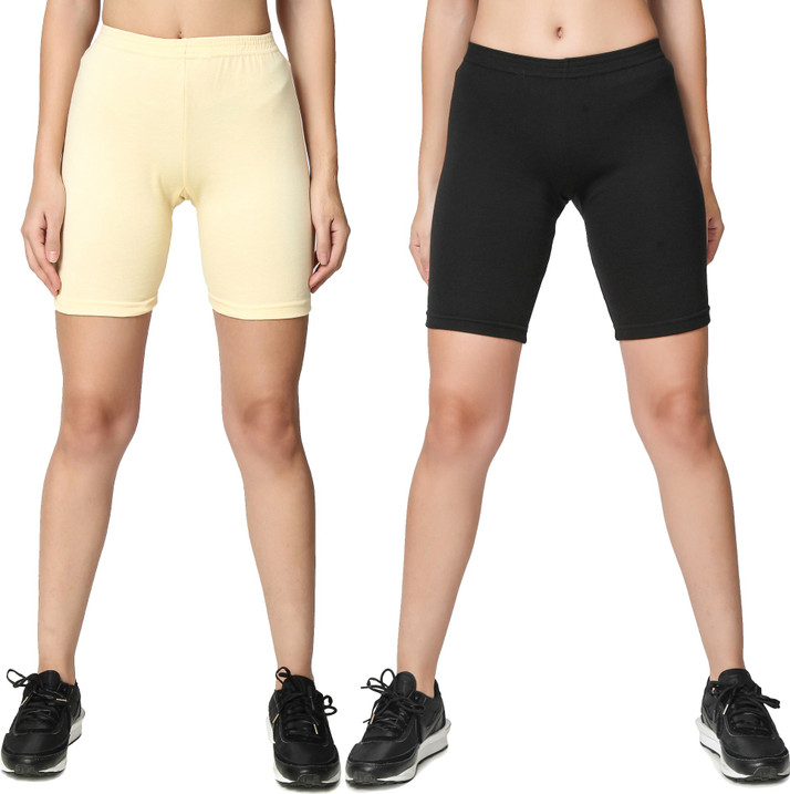 Black, Beige Cycling Shorts 
