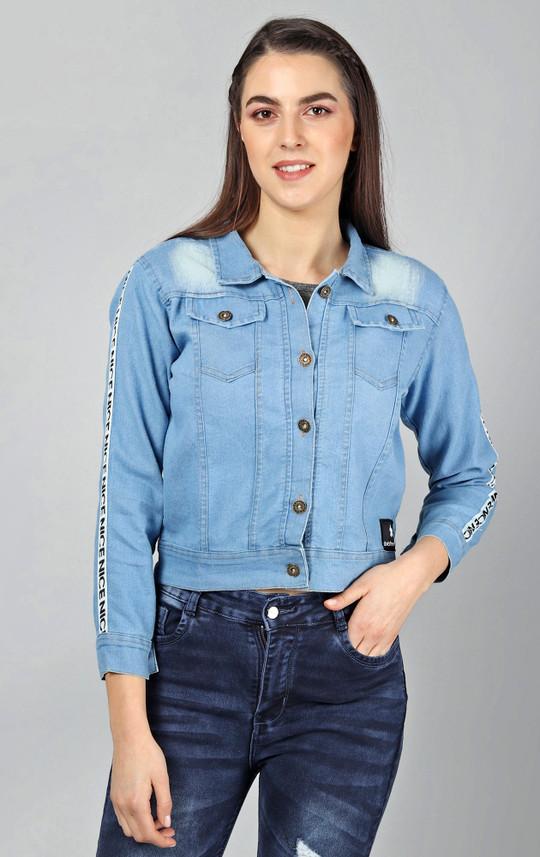 Full Sleeve Solid Women Denim Jacket 
