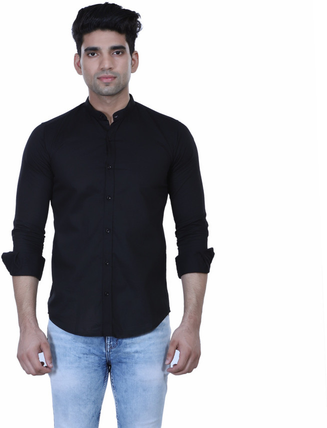 Shirts Land Men Solid Casual Black 