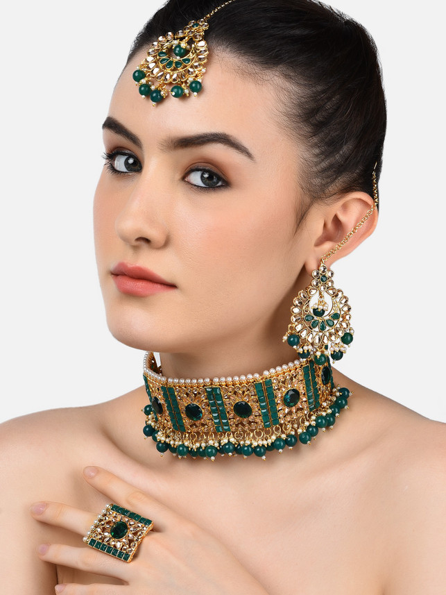 ZAVERI PEARLS Stone Dangle Earring 